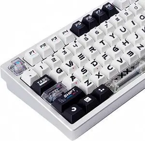 Black on White PBT Keycaps Set Bow Keycaps Cherry Profile Dye-Sub Keycap Set for Mechanical Keyboard Key Cap (Black on White 150 Keys)