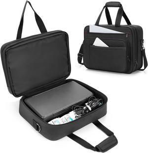 samdew Double-layer Portable Mobile Printer Storage Bag Compatible with HP Tango/Tango X, HP Officejet 250/200, Printer Carrying Case with 15.6" Laptop Layer, Shoulder & Trolley Strap, Bag Only