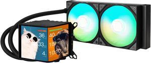 TRYX Panorama 240 ARGB 240mm AIO 6.5'' AMOLED Curved Screen 3D Anamorphic Effect Display Customizable AIO Cooler 240mm Asetek 8th Gen 280w TDP with ARGB Fan Intel LGA 1851/1700/1200/115X AMD AM5/AM4