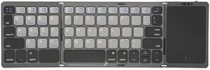 Generic Portable folding keyboard with touchpad, rechargeable and foldable, suitable for travel, compatible with laptops, tablets, smartphones, and Windows iOS Android systems. (Black and gray)