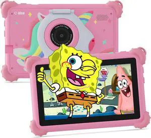 C idea 7 Inches Tablets for Kids with IWAWA Kids Learning App,Toddler Tablets Age 2-4 with 4GB RAM 32GB ROM,Safety Eye HD IPS Screen,Dual Camera,WiFi,BT (Pink)