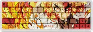 Demon Slayer Kimetsu No Yaiba Kyojuro Rengoku Full Art PBT Dye Sub Keycaps for Mechanical Gaming Keyboards, Cherry MX Switches, Custom Side Print, ANSI ISO Support, US Layout - Officially Licensed