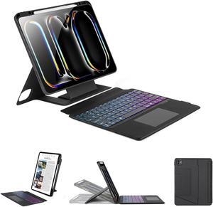 Tussvie iPad Pro 13 Inch Case Keyboard(M4, 2024), Magic Keyboard with Multi-Color Backlight for iPad Pro 13 Keyboard Case with Multi-Touch Trackpad, Easy-Set Floating Cantilever Stand, Black