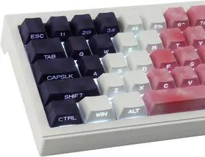 Tsungup PBT Keycaps,Side Printed 131 Keys Custom Dye Sub Keycaps 75 Percent,Shine Through Keycap Set Gradient Red Cherry Profile Keyboard Key Caps for Mechanical Keyboards
