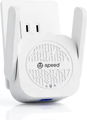U-SPEED AC1200 WiFi Extender Booster Signal Repeater, 4 FEMs Independent Signal Amplifier Coverage Up to 3500 sq.ft. and 50 Devices, Dual-Band 1200Mbps Signal Extension with WAN/LAN RJ45 Ethernet Port