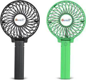 VersionTECH. Portable Handheld Fan 2Pack, Black+Green Powerful 180° Foldable Rechargeable Clip Fan with 3 Speeds
