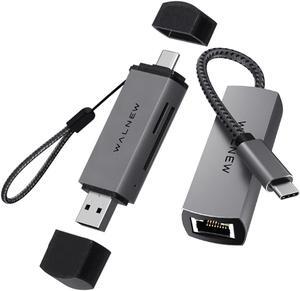 USB C 2.5Gbps Ethernet Adapter & 2 in 1 Memory Card Reader