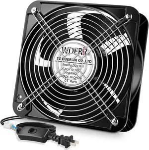 WDERAIR Axial Heavy Industrial Metal Fan AC 110V 120V 200mm x 60mm Dual Ball High CFM Powerful for DIY Cooling Ventilation Exhaust Projects