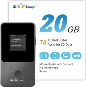 Global Travel Mobile Hotspot Device 4G Pocket Router No Roaming fee Built-in SIM Card No Need Physical Card No Contract 150 Countries Travel Portable WiFi Hotspot 20GB for US