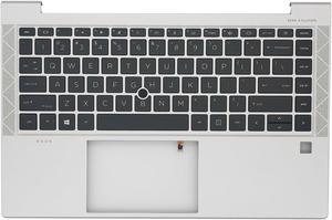 WWGTMC Replacement Upper Case Palmrest Backlit Keyboard Assembly for HP Elitebook 840 G7 G8 745 G8 Series Laptop Part US Layout Top Cover M36312-001 Sliver