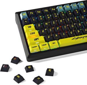 YMDK Cyber Style Keycaps, PBT Keycap 130 Keys Full Set Custom Key Caps, Side-lit Translucent Dye Sub Cherry Profile, Suitable for 100% 75% 65% 60% Mechanical Keyboard