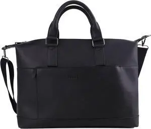 WoozKa Brands Laptop Bag Vegan Leather Messenger Shoulder Bag - 15.6" Laptop Briefcase with Luggage Strap - Cross Body (Black)