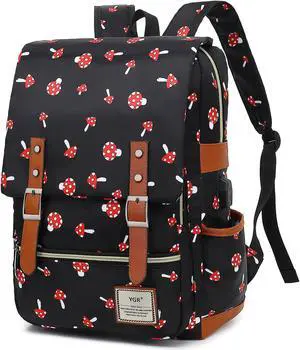 YGR Floral Laptop Backpack for Women, Female, College, Travel, Business, Outdoor Sports, Office, Work (Mushroom)