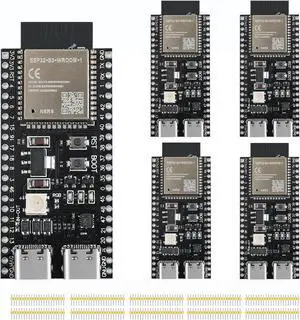 YEJMKJ 5pcs ESP32 S3 Development Board ESP32-S3-DevKitC-1-N8R8 with WiFi and Bluetooth MCU Module Dual Type-C Core Microcontroller Processor Integrated with Full Wi-Fi and BLE Functions ESP WROOM 32