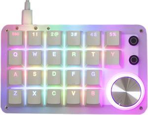 One Handed Programmable Keyboard 24 Keys Macro Mechanical Keyboard Drive Free RGB LED Backlight USB Portable Keyboard with Knob Red Switch 24 Keys Macro Pad for Gaming PC Gaming Keypad Accessories