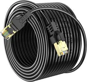 YSONG Cat 8 Ethernet Cable 150 ft,High Speed 40Gbps,2000Mhz,26AWG,Gold Plated RJ45 Connector,for Outdoor&Indoor Weatherproof UV,for/PC/Modem/Router/Gaming,Faster Than Cat7/Cat6/Cat5