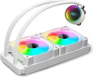Liquid Freezer 240 360 A-RGB - Water Cooling PC, CPU Temperature Display Perspective Mirror Water Cooler, Compatible Intel & AMD Platforms, Efficient Mute Cooling Pump, Fan: 800-1800 RPM (240 White)