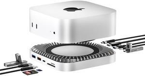 Mac Mini M4 Dock, Aluminum Mac Mini Stand and HDMI Hub for Mac Mini M4 and M4 Pro 2024 with M.2 NVMe/SATA SSD Enclosure, 4K60Hz HDMI,10G USB A/C, 5G USB A*2, USB-C Charge, SD/TF, Audio