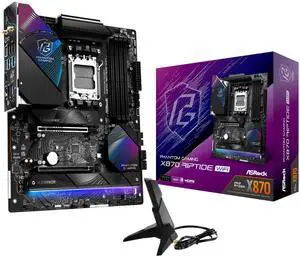 ASRock Phantom Gaming X870 Riptide WiFi 7 AMD Ryzen Socket AM5 ATX Motherboard DDR5 DIMMs 8000 MHz 256 GB USB4 M.2 SATA3 6.0 Gb/s