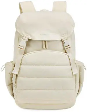 BAGSMART College Laptop Backpack, Large Opening Travel Backpack for Women,TSA Approved Personal Item, Outdoor Backpack for 15.6 Inch Laptop, Water-Resistant Casual Daypack, Beige