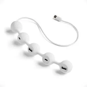 LEXON Peas HUB-C USB Hub with 2 USB-A and 2 USB-C Ports, Multiport USB Extender for MacBook, Ultrabooks and Tablets, USB C to USB Adaptor, Supports Charging and Data Transfer - White