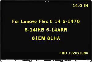 GBOLE 14" Replacement N140HCA-EAC for Lenovo Flex 6 14 6-1470 6-14IKB 6-14ARR 81EM 81HA FullHD 1920x1080 IPS LCD Display Touch Screen Assembly Digitizer Bezel with Touch Controller Board