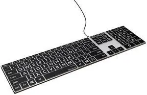 KB Covers Large Print Backlit Pro Aluminum Keyboard - Windows - US | High-Contrast Key Labels | Typing Visibility | Low-Light Workspaces Accessory
