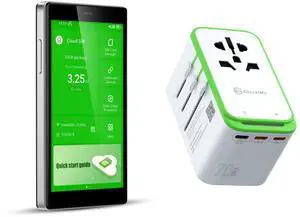 GlocalMe G4 Pro 4G LTE Mobile Hotspot Device and RoamPlug Universal Travel Adapter with 4G WiFi Mobile Hotspot, All-in-One International Power Plug Adaptor, 4 USB Ports and Max 70W Output for US EU UK