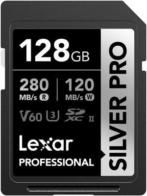 Lexar 128GB Professional SILVER PRO SDXC Memory Card, UHS-II, C10, U3, V60, Full-HD & 4K Video, Up To 280MB/s Read, for Professional Photographer, Videographer, Enthusiast (LSDSIPR128G-BNNNU)