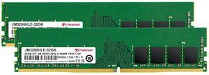 Transcend 32GB DDR4 3200 U-DIMM 1Rx8 1.2V, RAM (2 x 16GB), Desktop Memory Module - JM3200HLE-32GK