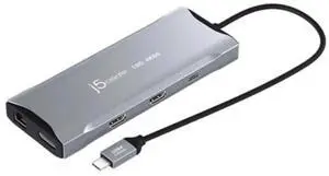 J5create JCD397 4K60hz Elite USB-C Triple Mini Dock Compatible with USB4 devices USB-C to 2xHDMI, 1xDP, USB-Ax2, USB-Cx1, RJ-45, MicroSD card reader