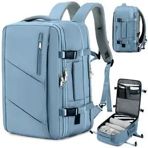 Victoriatourist Carry on Travel Backpack for Men Women, Extra Large 40L Flight Approved Expandable Suitcase With USB/Type-C Charging Port, Water Resistant Luggage Daypack Business Weekender Bag, Blue