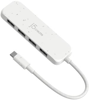 j5create 4-in-1 USB-C to 4-Port Type-A Hub(Eco-Friendly), 4 USB-A with 10Gbps SuperSpeed, USB-C Dongle | Compatible with MacBook Pro, MacBook Air, iPad, Mac Mini and More Type C Devices(JCH341EW)