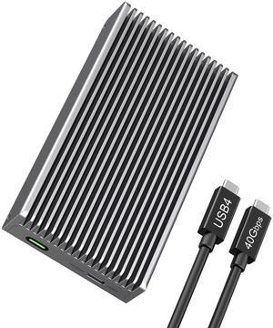 Fanless Speedy 40Gbps M.2 NVMe SSD Enclosure, USB4/Thunderbolt 4 Aluminum External NVMe Enclosure with Finned Dustproof Cooling Design, Supports M.2 NVMe PCIe SSD up to 8TB(Gray