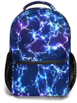 aportt Blue Backpack for Boys Girls Cool Lightning Durable Casual Basic Kids Bookbag Lightweight School Bag for Teens Students Travel Daypack