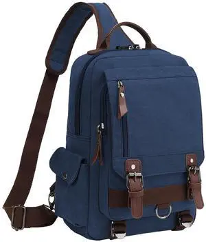 BASICPOWER Messenger Bag Canvas Sling Crossbody Backpack Laptop Casual Travel for Men Women