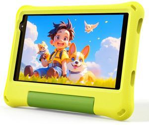 Callsky-Kids Kids Tablet Android 14 Tablet for Kids 8 Inch Octa-Core 64GB Toddler Tablet with Shockproof Case WiFi Children Learning Tablet with Parental Control, Pre-Installed KIDOZ, Yellow