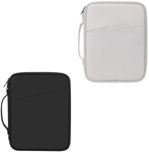9-11 Inch Tablet Carrying Sleeve, Black(PU)+White Gray(Fabric), 2Pcs