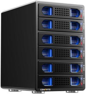 CENMATE 6 Bay Hard Drive Enclosure with Cooling Fan for 2.5"/3.5" SATA HDD/SSD with USB A/C 3.0, Support Hot Swappable, Daisy Chain Expansion, Tool-Free HDD Enclosure, DAS(NO RAID/NAS)