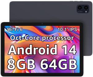 Tablet 10.1 inch Android 14 Tablets with Octa-core Processor, 8GB RAM, 64GB Storage Up to 1TB Expandable Storage, HD IPS Screen, Long Battery Life, WiFi6, 5+8 MP Dual Camera Budget-Friendly Tableta