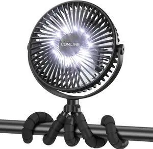 Camping Fan with LED Lantern-10000mAh Rechargeable Battery Operated Fan, 47H Run Time Max,3 Speeds,3 Timer,7 Inch Portable Clip on Fan for Stroller Treadmill Tent RV Outdoor Emergency Outage Hurricane