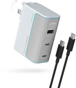 CUKTECH 10 100W USB C Wall Charger, 3-Port Multi-Device Fast Charging, Portable Laptop Charger Block for MacBook Pro/Air, iPad Pro, iPhone 16/15/Pro, Samsung Galaxy, Pixel, and More (White)