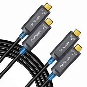 USB C Fiber Optic Cable 50 FT 2-Pack,10Gbps USB 3.2 Gen2 Active USB C Cable with German SiliconLine Chip, Ultra Slim & Long Distance for Logitech 4K Camera,VR/AR,Video Conference,Industrial System