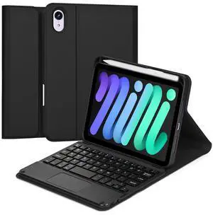 Eisuiyi Keyboard Case for iPad Mini 7(2024) & Mini 6(2021) 8.3", Detachable Touchpad BT Keyboard, Magentic Protective Cover with Pencil Holder, Full Protection, Black