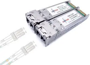Elfcam(r) - 2 Pack 10Gb SFP+ Transceiver Module 850nm, LC/UPC Duplex Multimode Connector (OM3/OM4/OM5), 10GBase-SR SFP+, DDM 300M