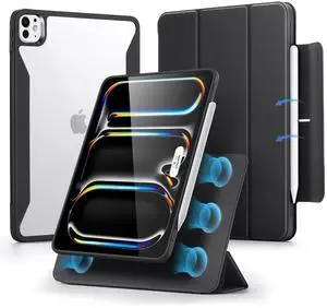 ESR for iPad Pro 11 Inch Case (M4) 2024 5th Gen, Removable Magnetic Cover with Pencil Holder, Vertical Stand, Fully Supports Pencil Pro and Pencil (USB-C), Rebound 360 Series, Black