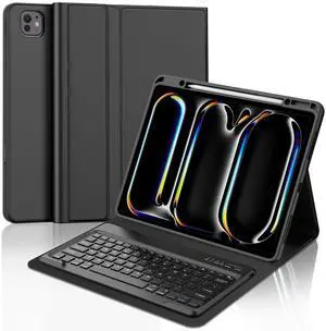 FARYODI for iPad Pro 13 Inch Case with Keyboard, Magnetic Detachable Keyboard, Precise Cutouts Case with Pencil Holder, Multi-Viewing Angles, Wireless Folio Keyboard Case for iPad Pro 13'', Black