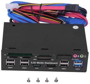 5.25inch Media Dashboard Multi Function USB 3.0 Hub TF M2 SD MS Card Reader Desktop Front I/O Panel Front Panel Internal Card Reader, (M2 / TF/SD/MMC/MS/CF)