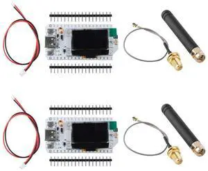 Geekstory ESP32 LoRa Development Board V3 SX1262, ESP32 LoRa V3 Development Board with OLED Display Type-C+915MHZ LoRa Antenna for Arduino LoraWan IOT Internet,not Compatible with LoRa V2(2-Pack)