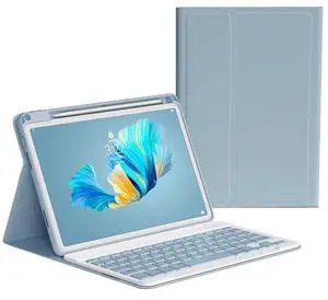 KMXDD Keyboard Case Compatible with iPad Mini A17 Pro 2024, iPad Mini 7th/6th Generation Keyboard Case with Color Keyboard Removable Bluetooth Wireless Keyboard,Mist Blue